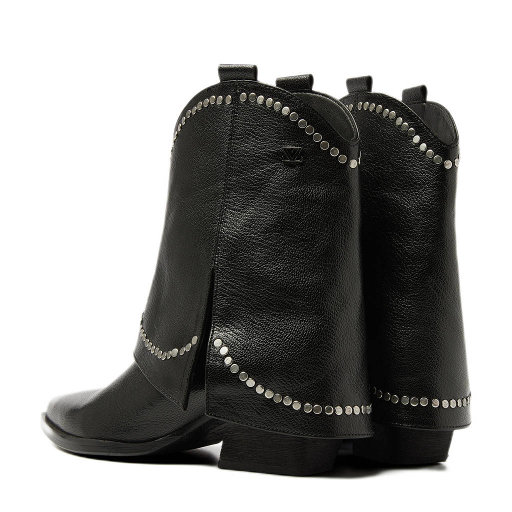 Lazamani Isa leren cowboylaarzen met flap zwart wehkamp