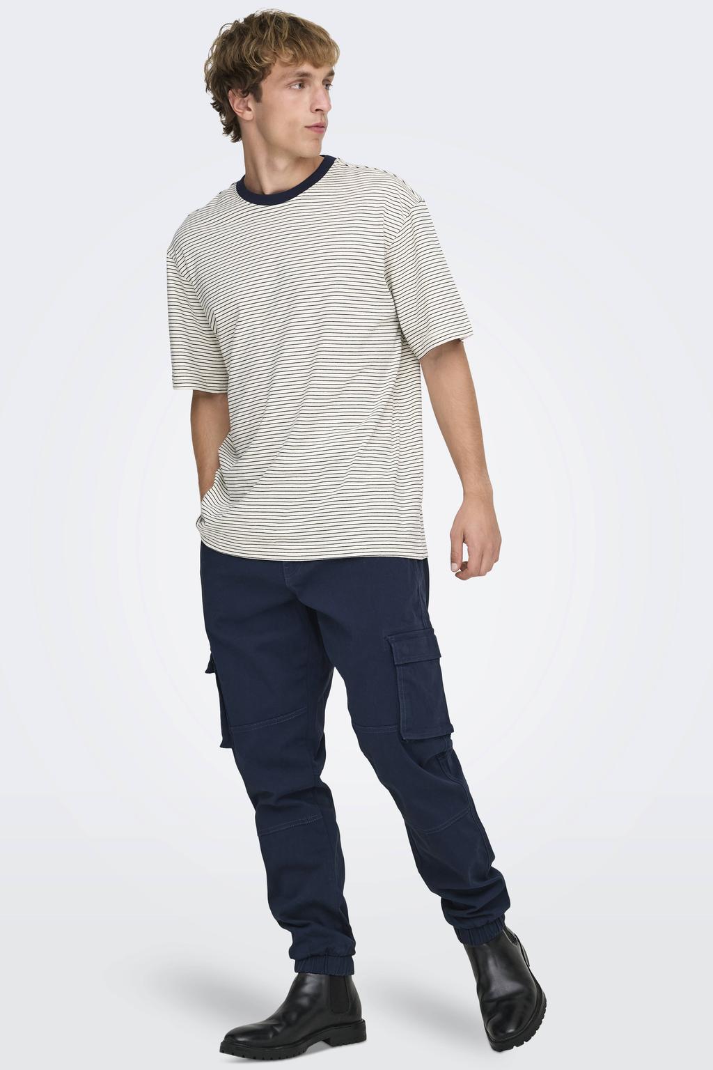 ONLY & SONS tapered fit cargobroek ONSCAM donkerblauw