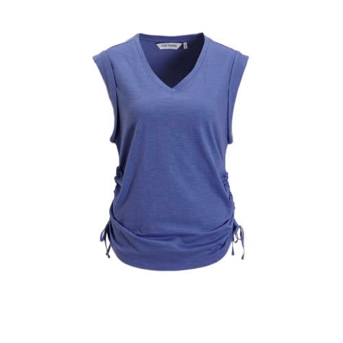 Anytime T-shirt met trekkoord paars afbeelding