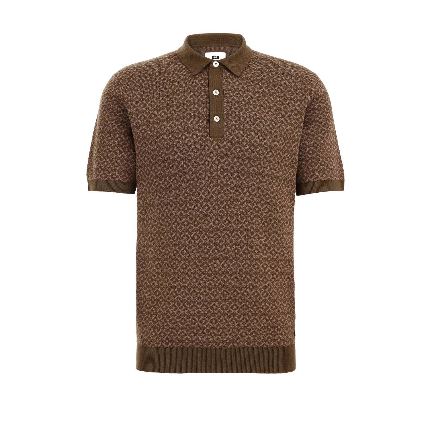 WE Fashion gebreide polo met jacquard dark treetop