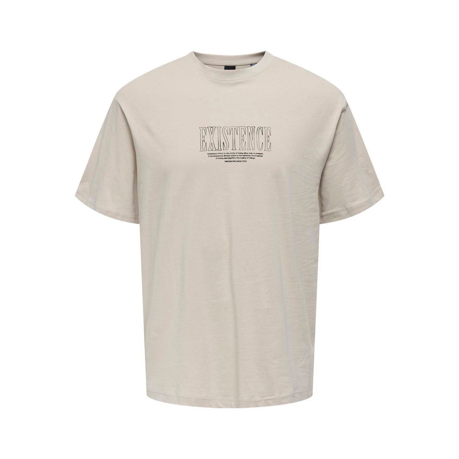 ONLY & SONS T-shirt ONSKEANE met backprint beige