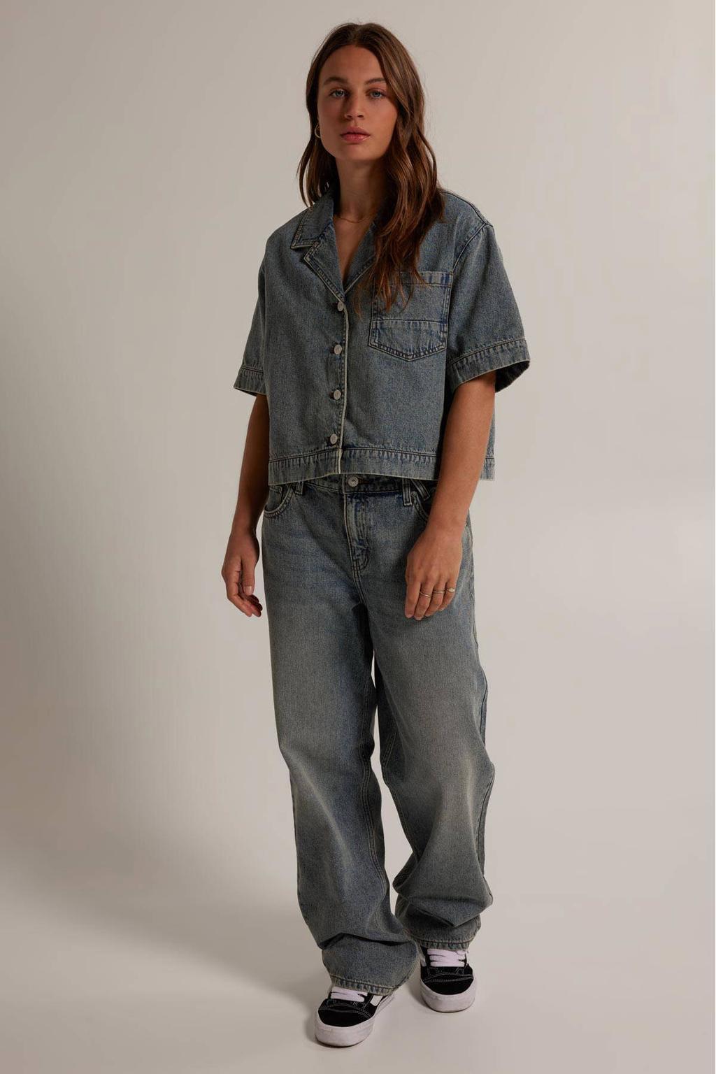 America Today wide leg jeans grijs