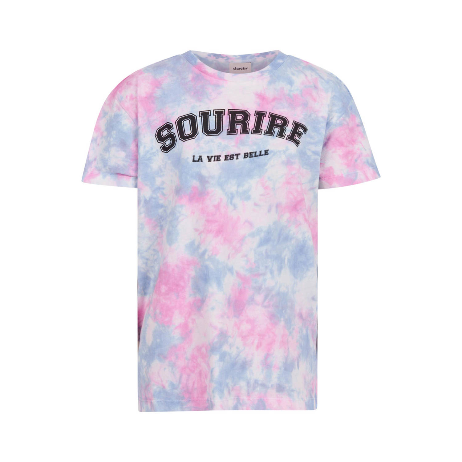 Shoeby tie-dye T-shirt lila roze blauw Paars Meisjes Katoen Ronde hals 134 140