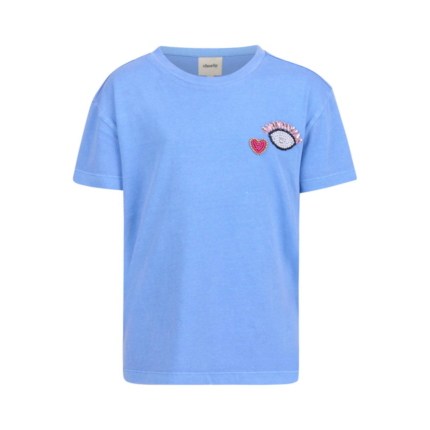 Shoeby T-shirt blauw Meisjes Katoen Ronde hals Effen 170 176