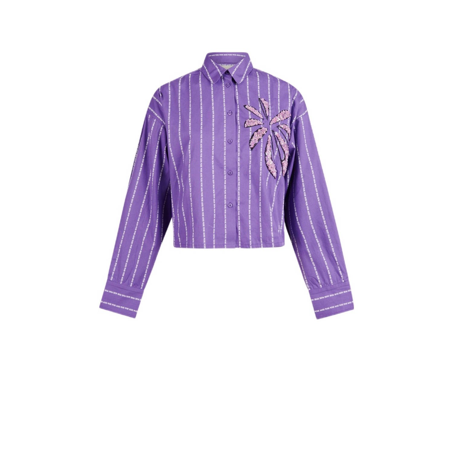 Shoeby blouse met tekst en pailletten paars