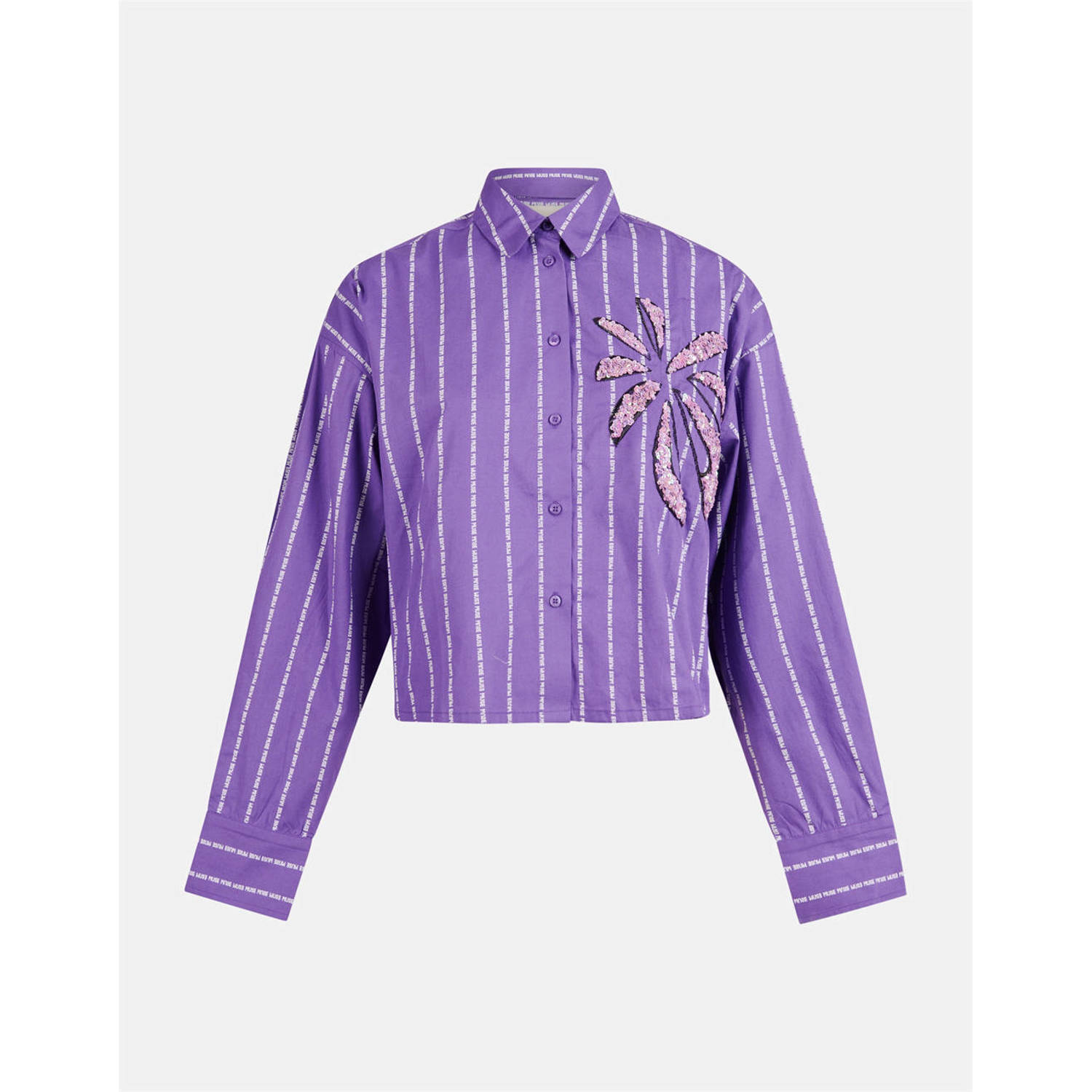 Shoeby blouse met tekst en pailletten paars