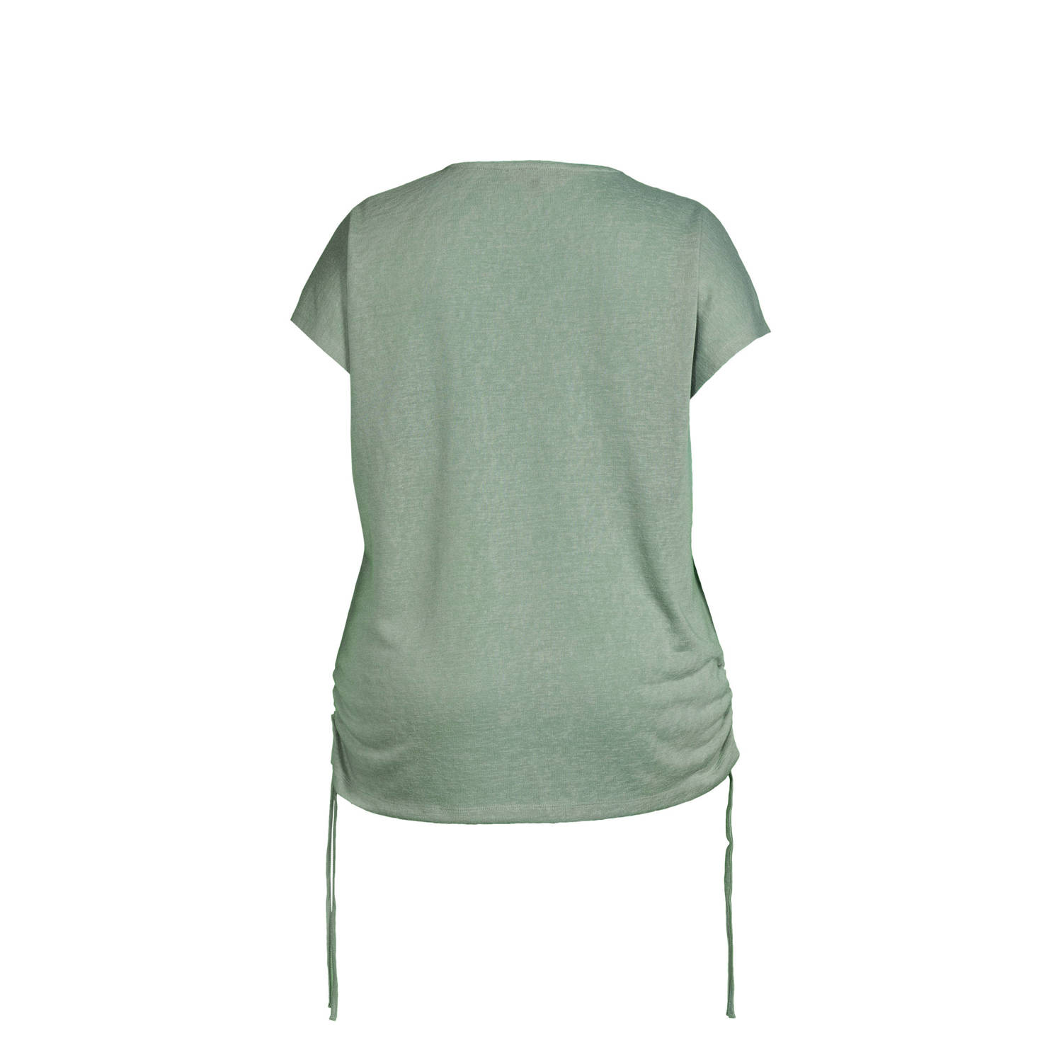 GREAT LOOKS T-shirt met trekkoord grijsgroen