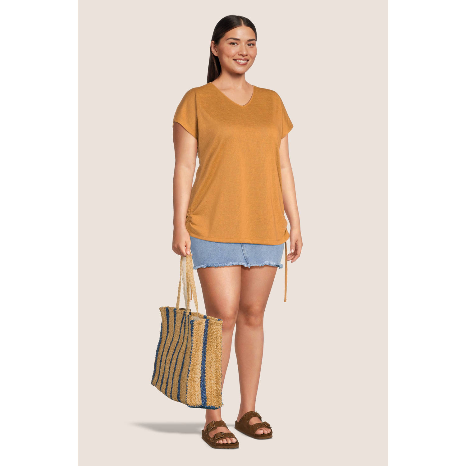 GREAT LOOKS T-shirt met trekkoord oranje