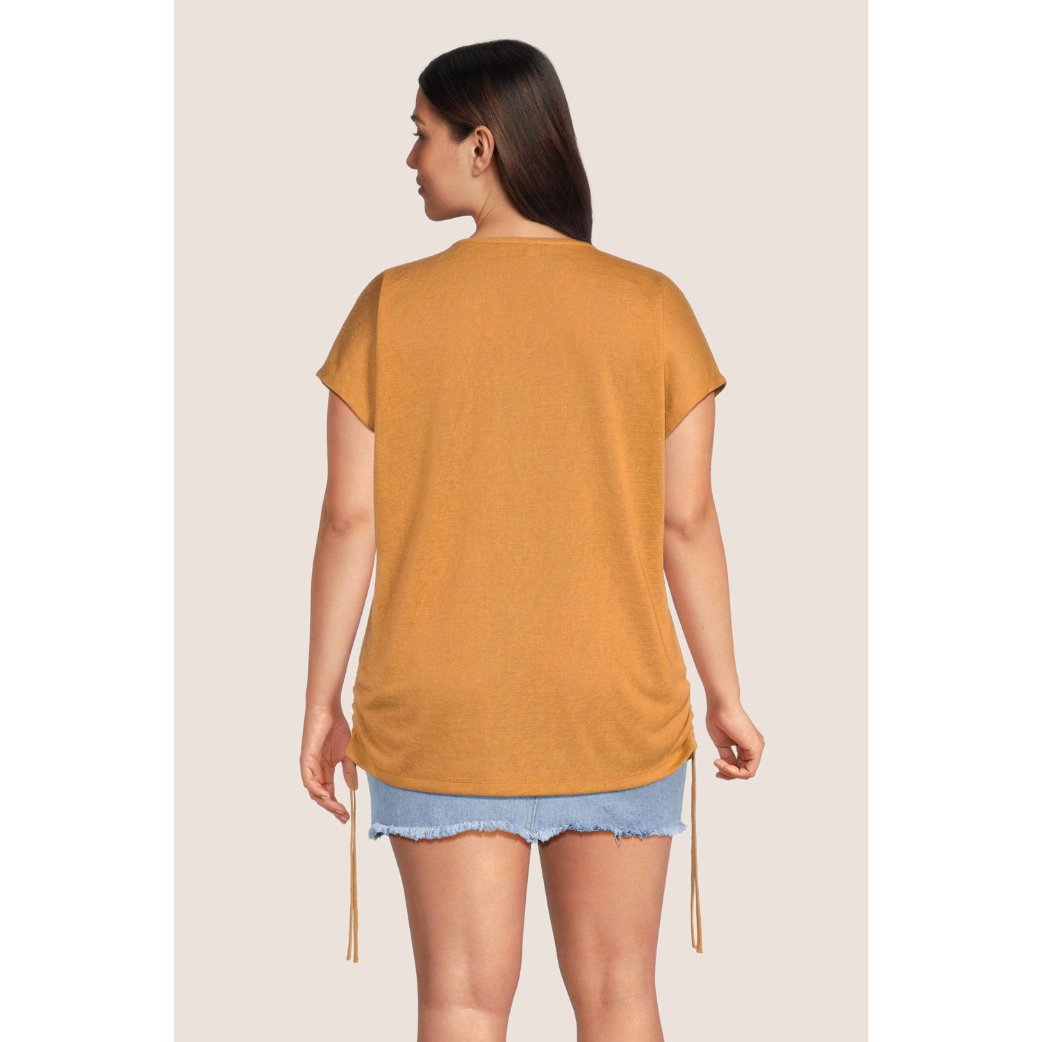 GREAT LOOKS T-shirt met trekkoord oranje