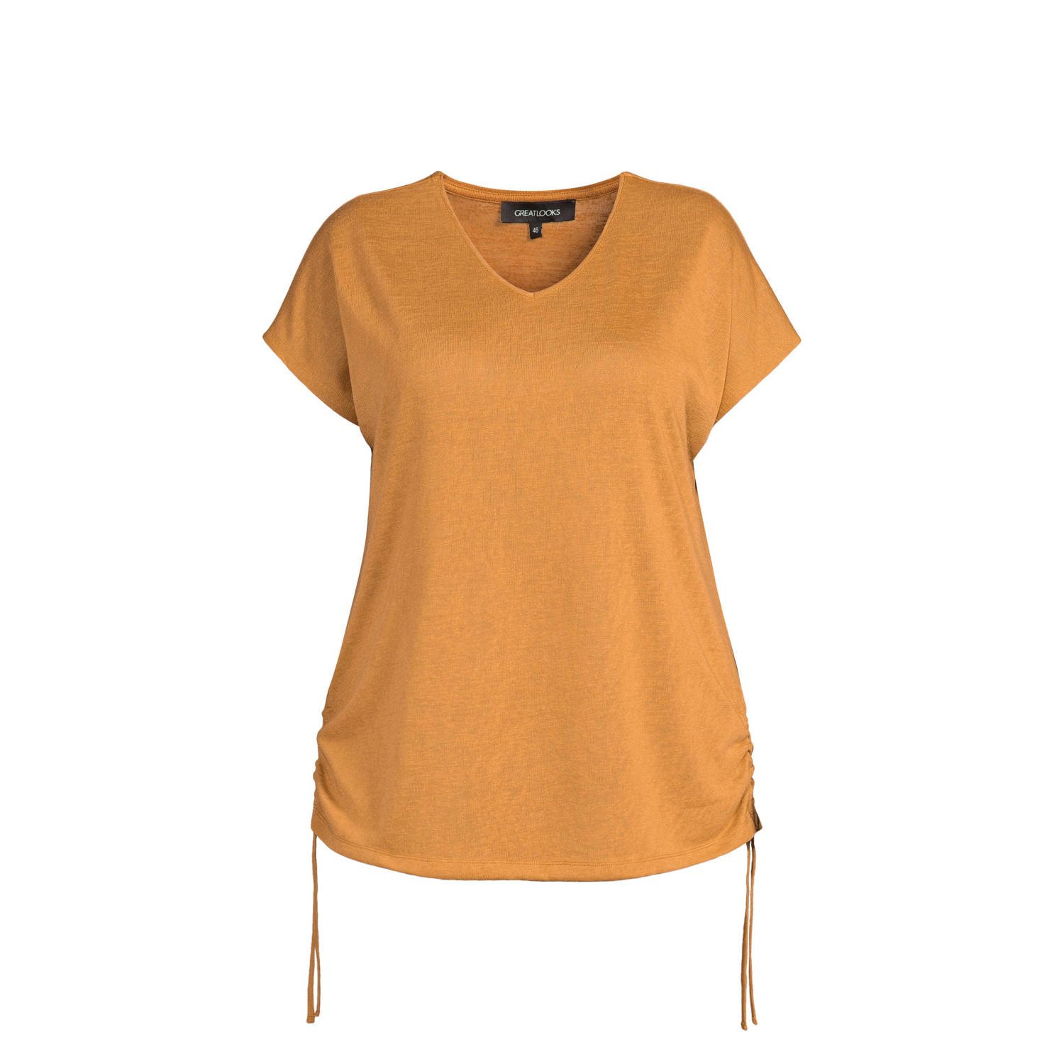 GREAT LOOKS T-shirt met trekkoord oranje
