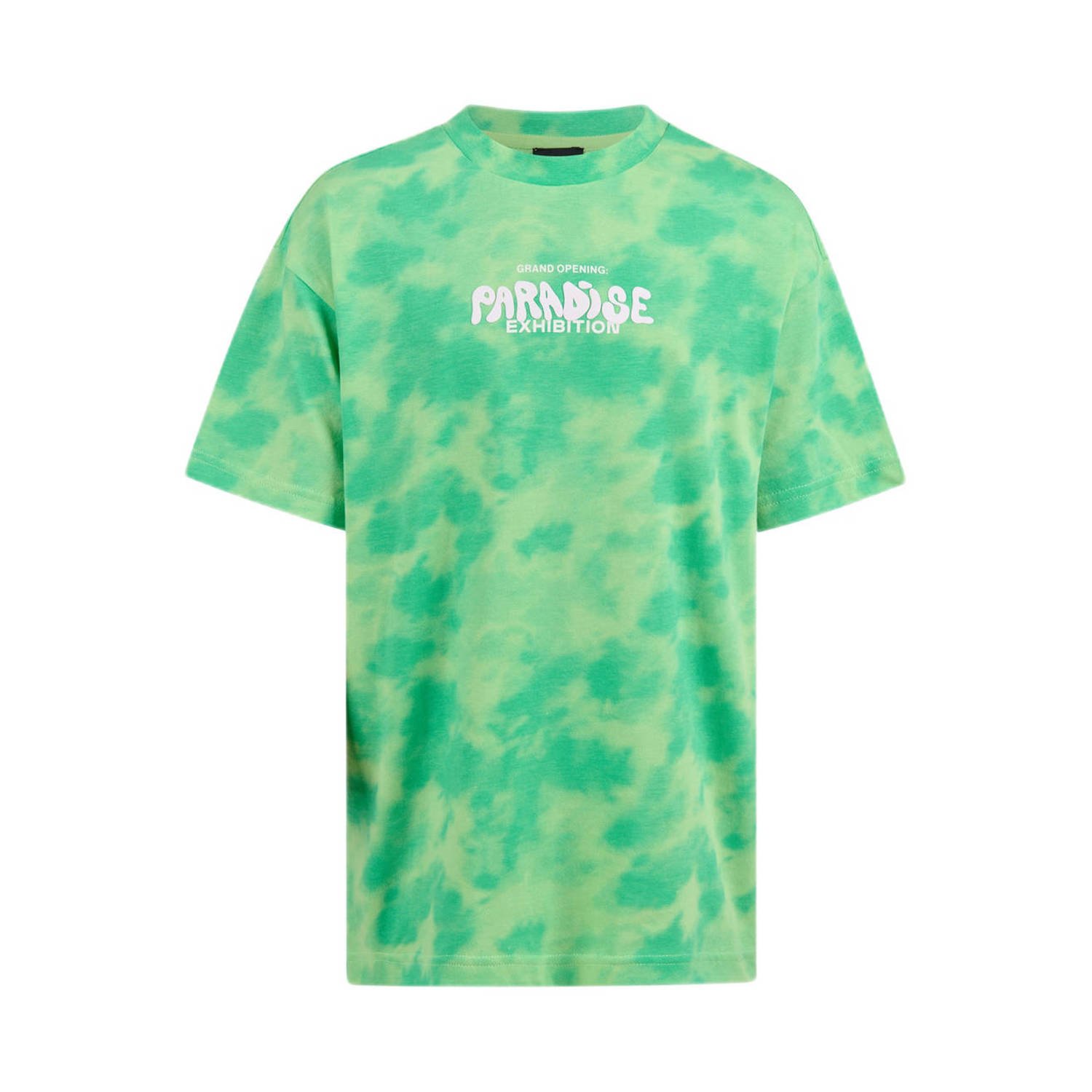 Shoeby tie-dye T-shirt groen lichtgroen Jongens Katoen Ronde hals Tie-dye 122 128