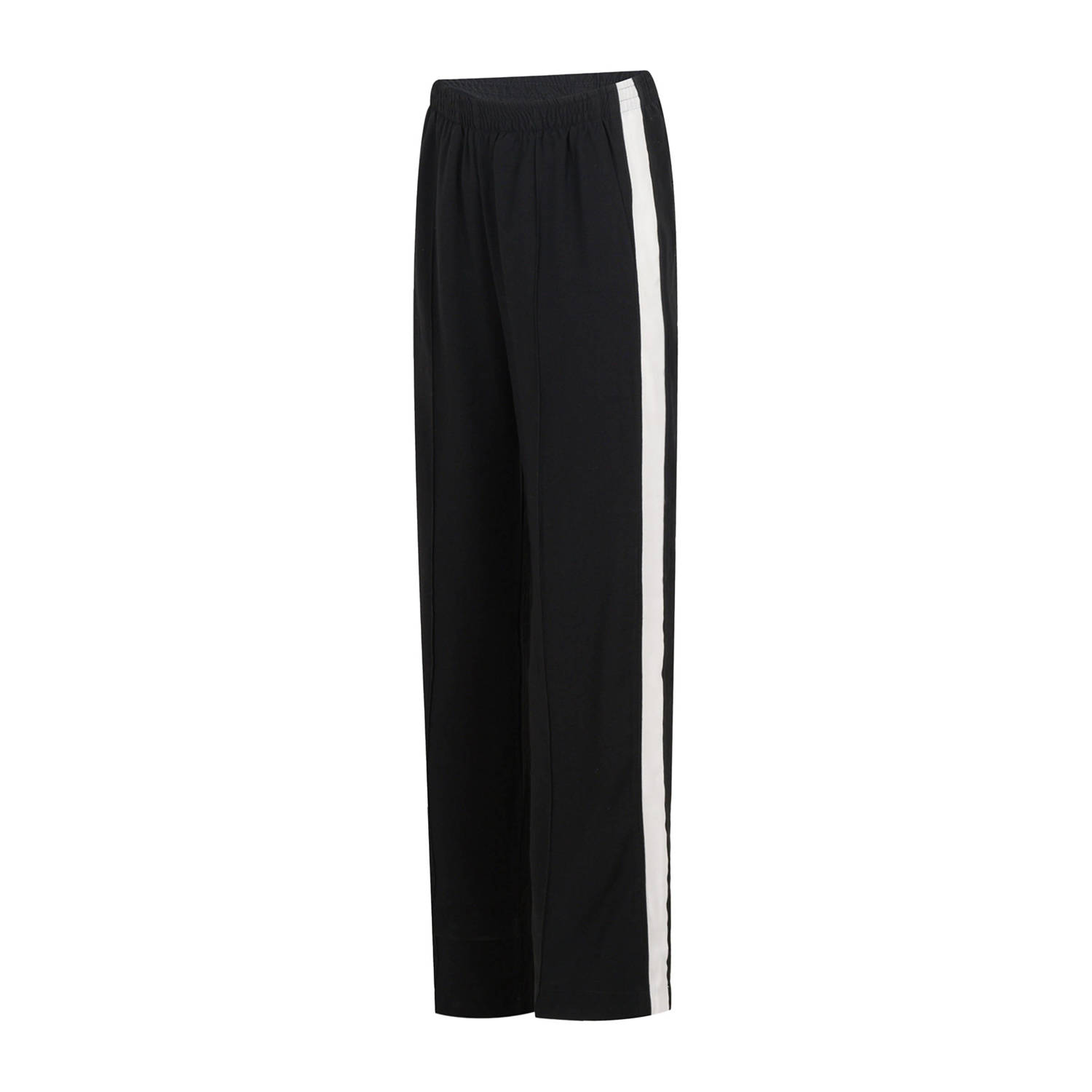 Shoeby gestreepte high waist wide leg broek zwart wit