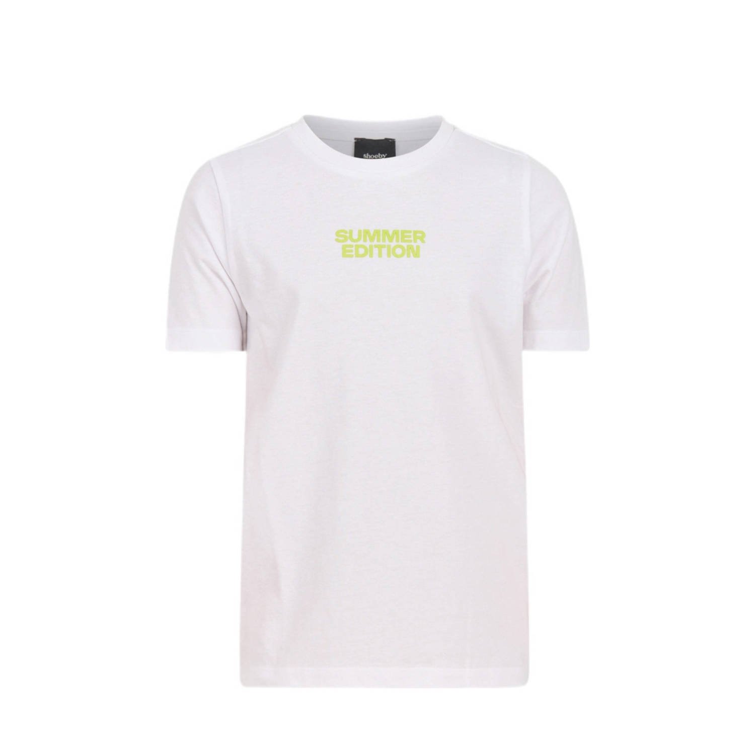 Shoeby T-shirt met backprint wit Jongens Katoen Ronde hals Backprint 134 140