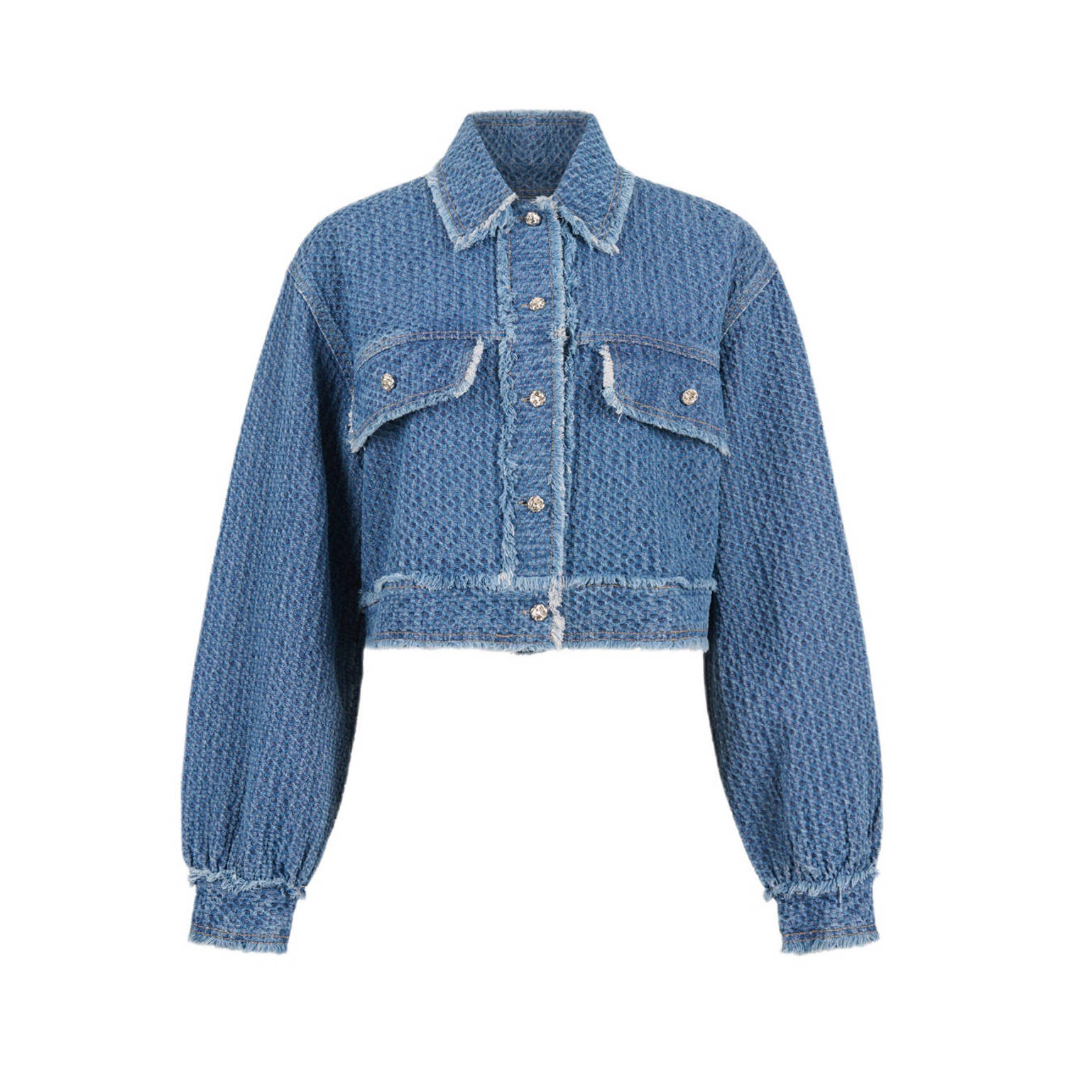 Shoeby tweed jasje medium blue denim