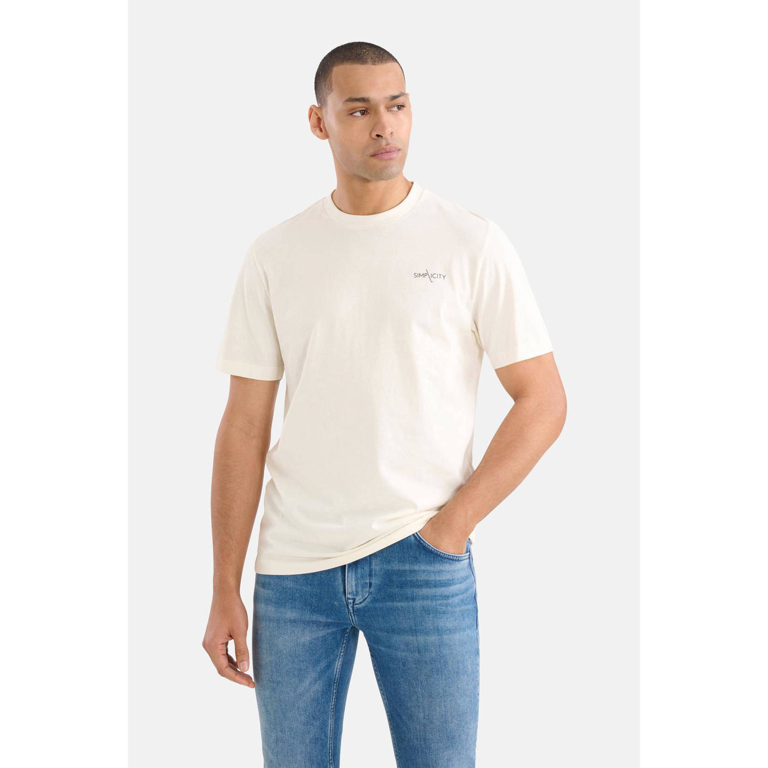 Shoeby Regular fit t-shirt met printopdruk gebroken wit