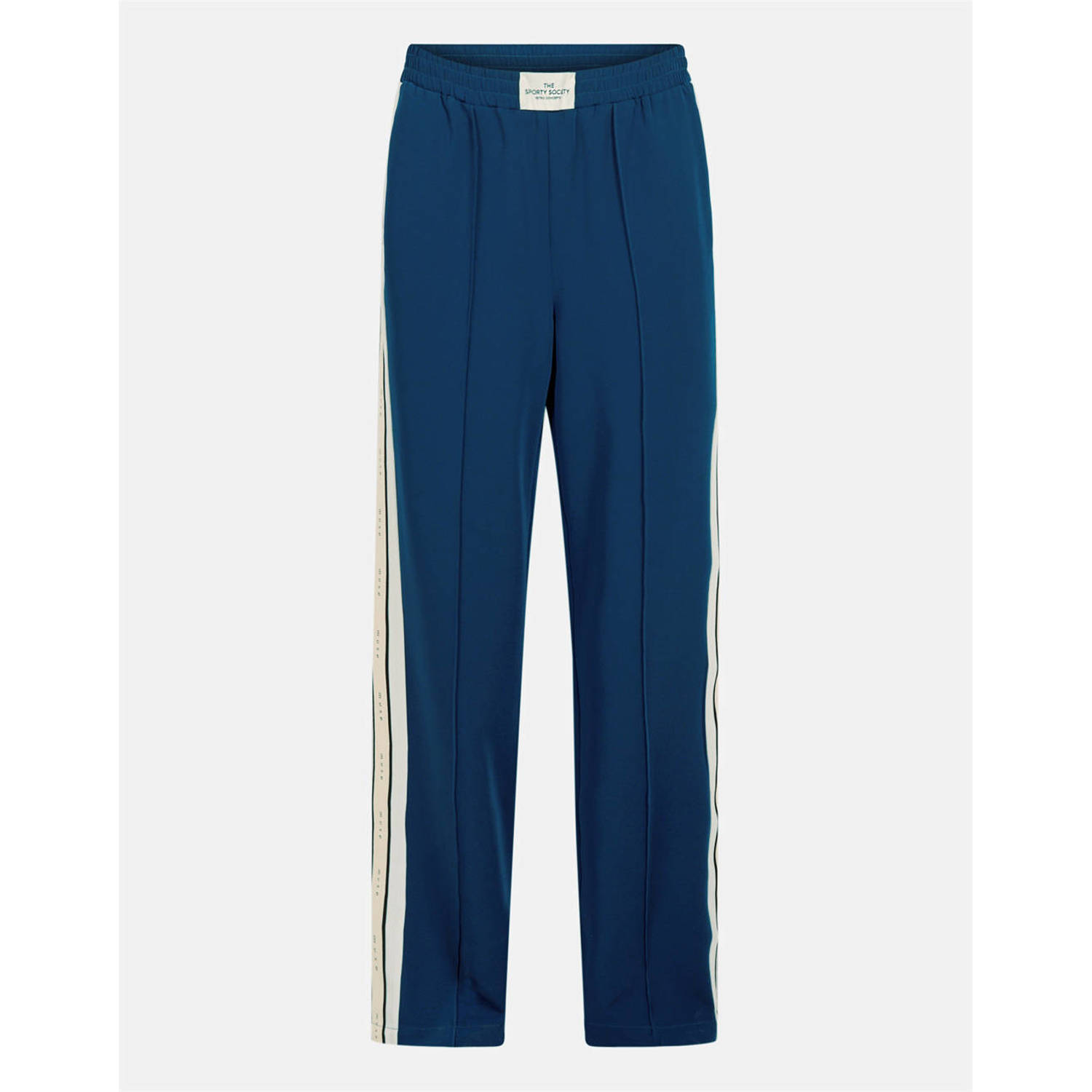 Shoeby high waist tapered fit broek met zijstreep donkerblauw