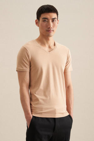 slim T-shirt lichtbruin