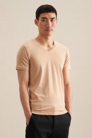 slim T-shirt lichtbruin