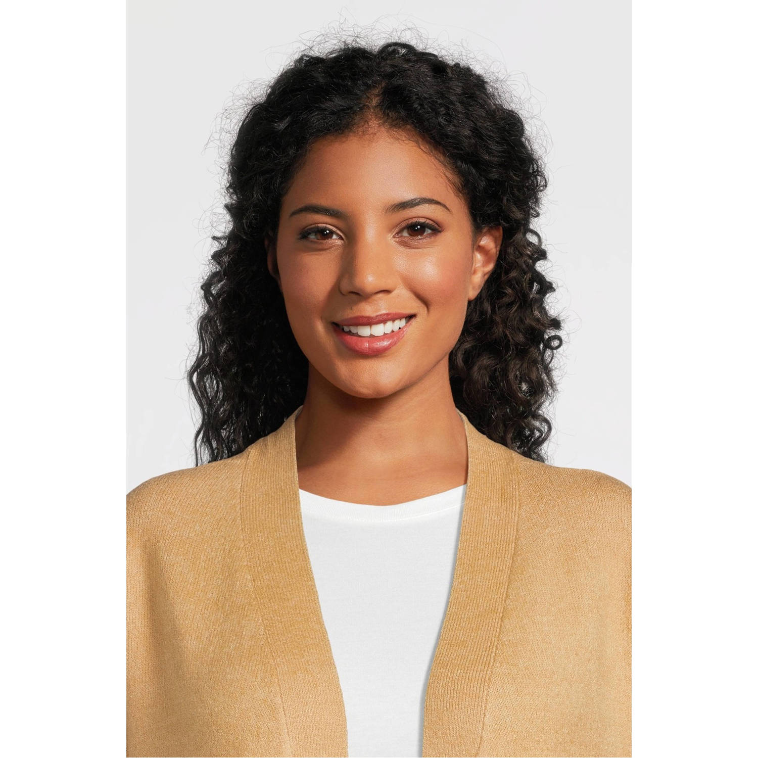 GREAT LOOKS gebreide halflange vest beige