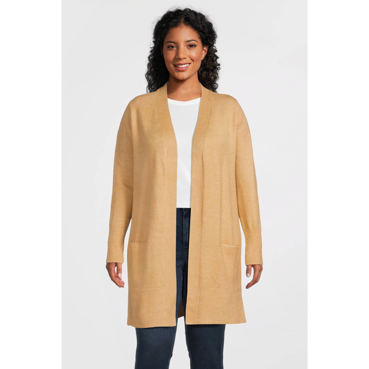 GREAT LOOKS gebreide halflange vest beige