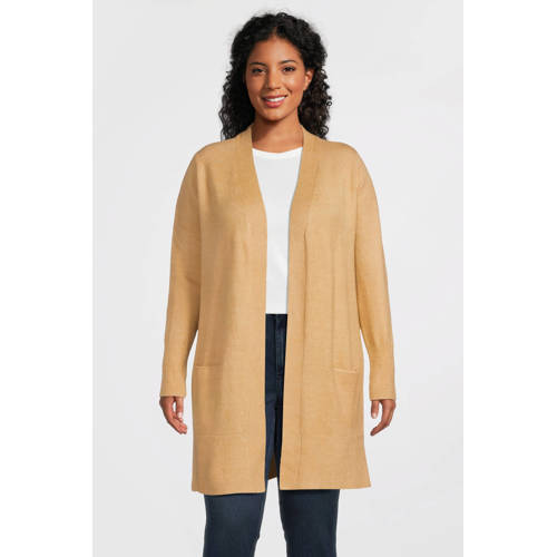 GREAT LOOKS gebreide halflange vest beige afbeelding