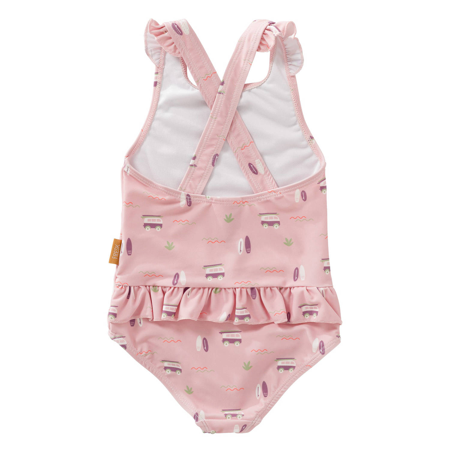 Fresk UV badpak met all over print en ruches roze