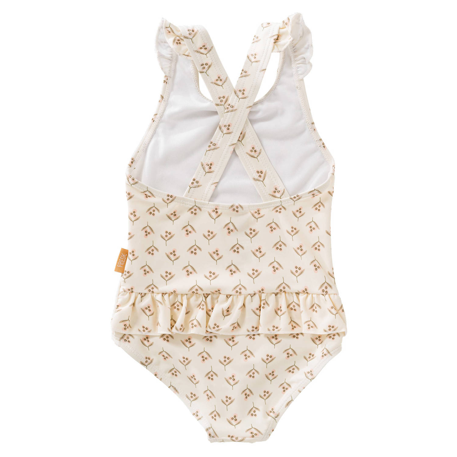 Fresk UV badpak met all over print en ruches ecru