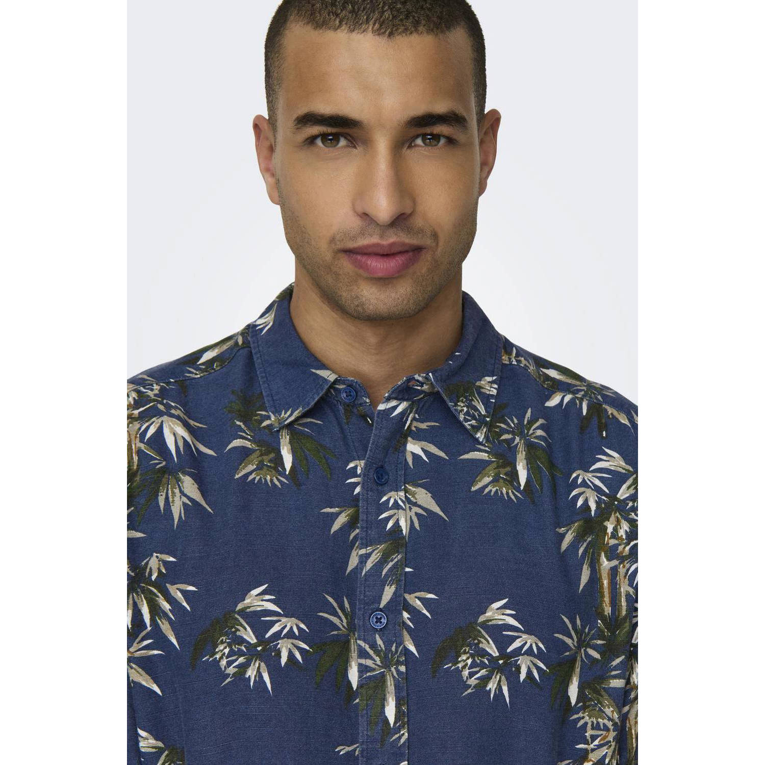 ONLY & SONS regular fit overhemd ONSBOLD met all over print navy blazer