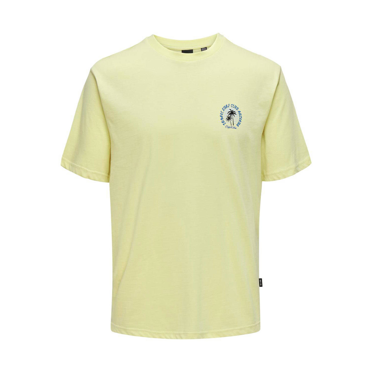 ONLY & SONS T-shirt ONSMARLOWE met backprint pastel yellow