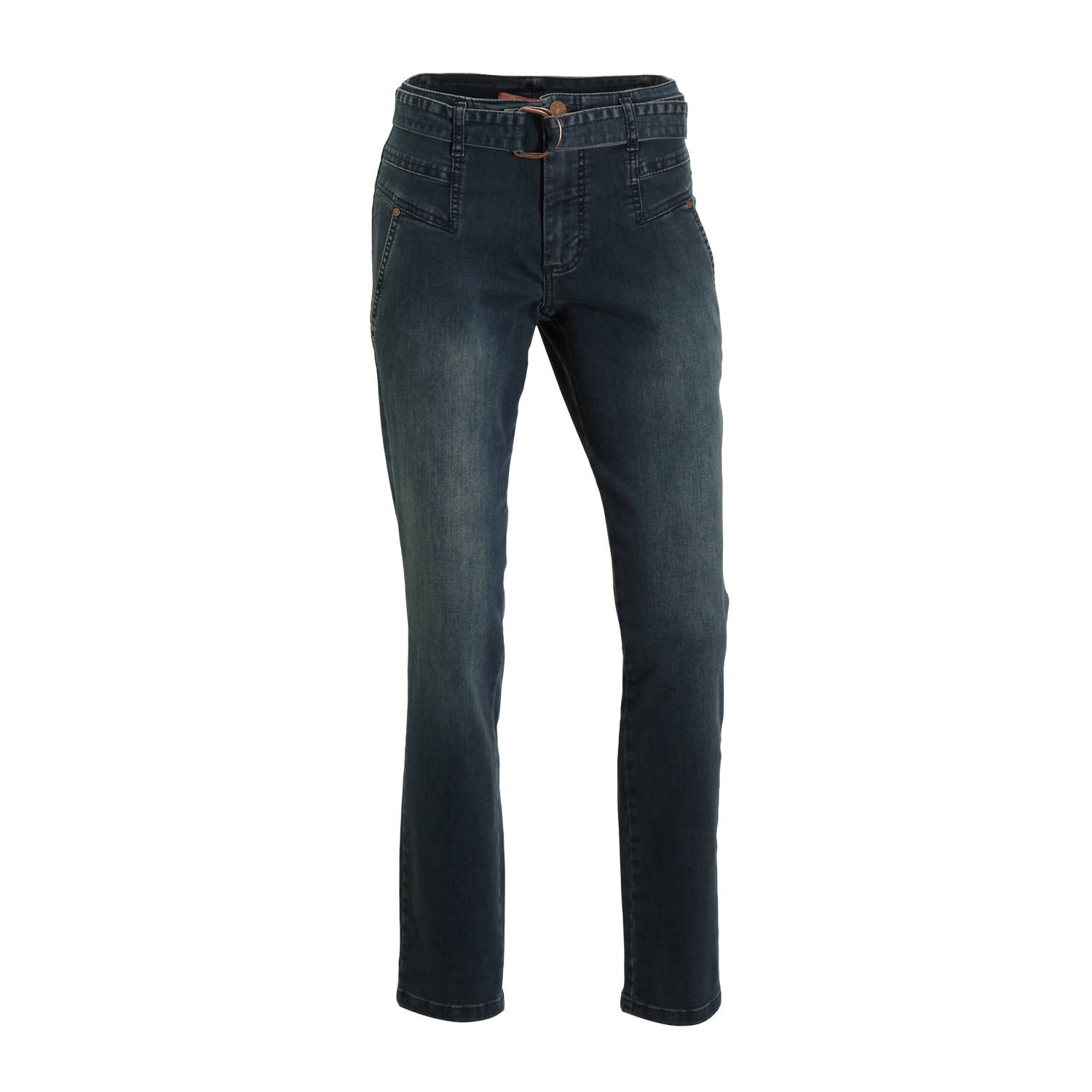 Para Mi high waist tapered jeans Bowie Belt dark blue denim