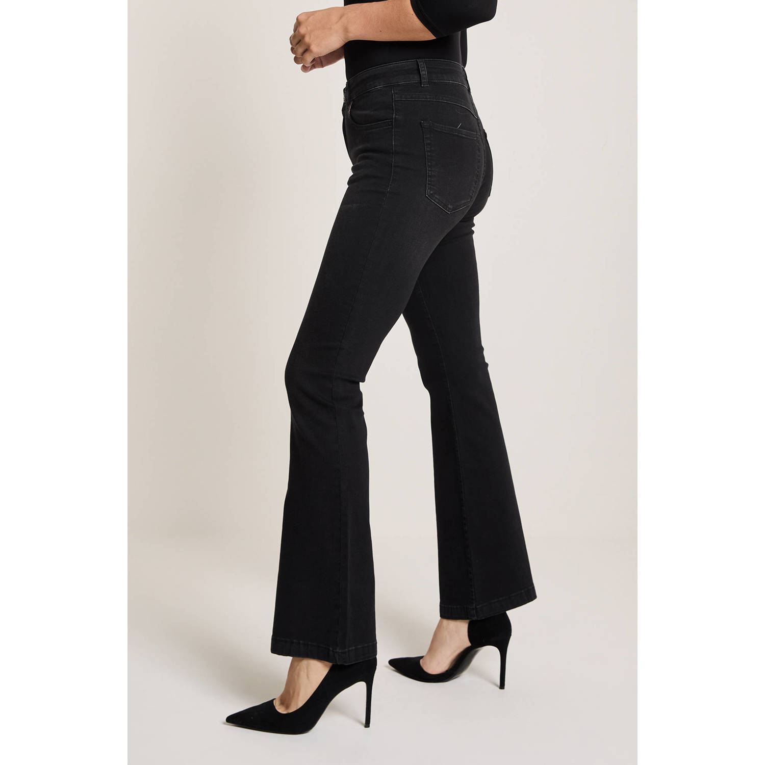 Para Mi high waist flared jeans Jade black denim