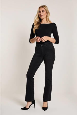 high waist flared jeans Jade black denim
