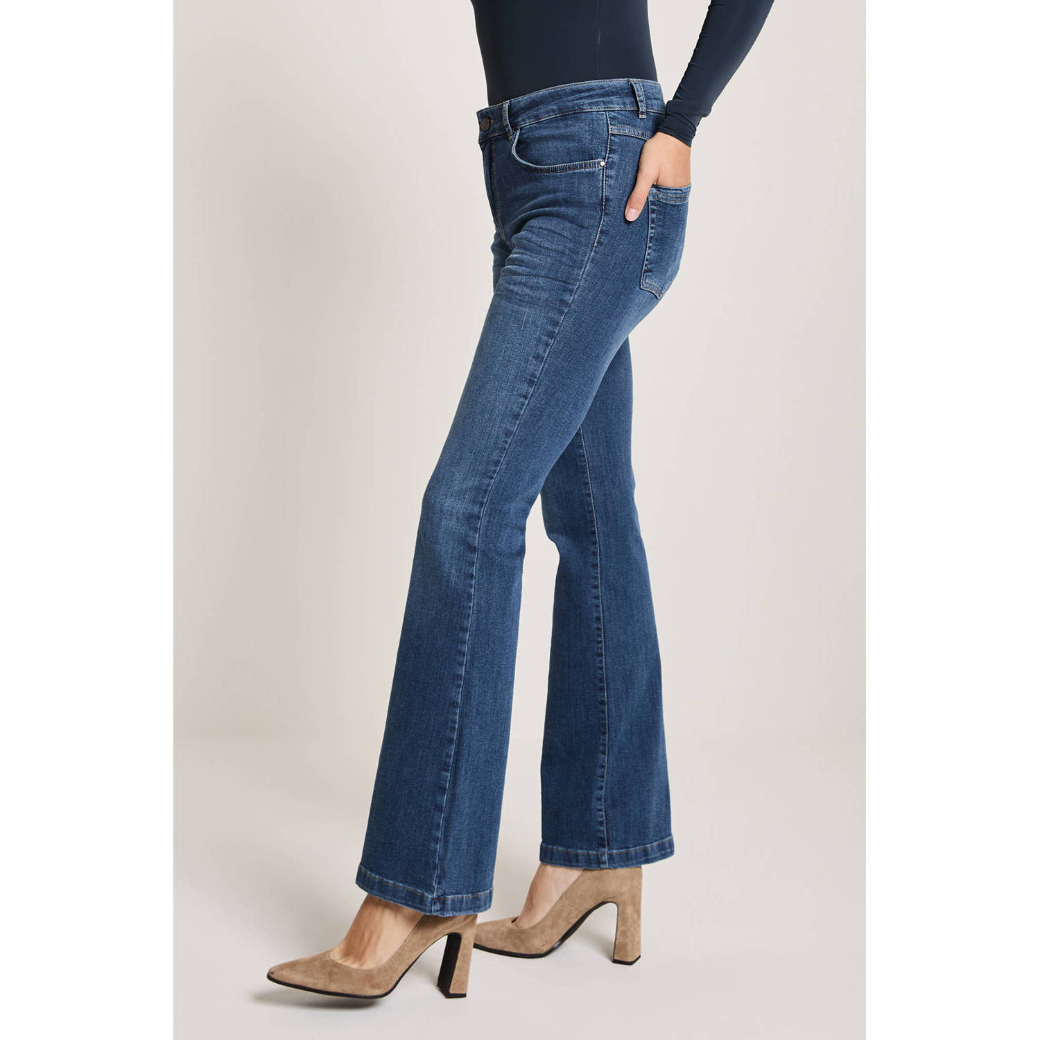 Para Mi high waist flared jeans Jade dark blue denim