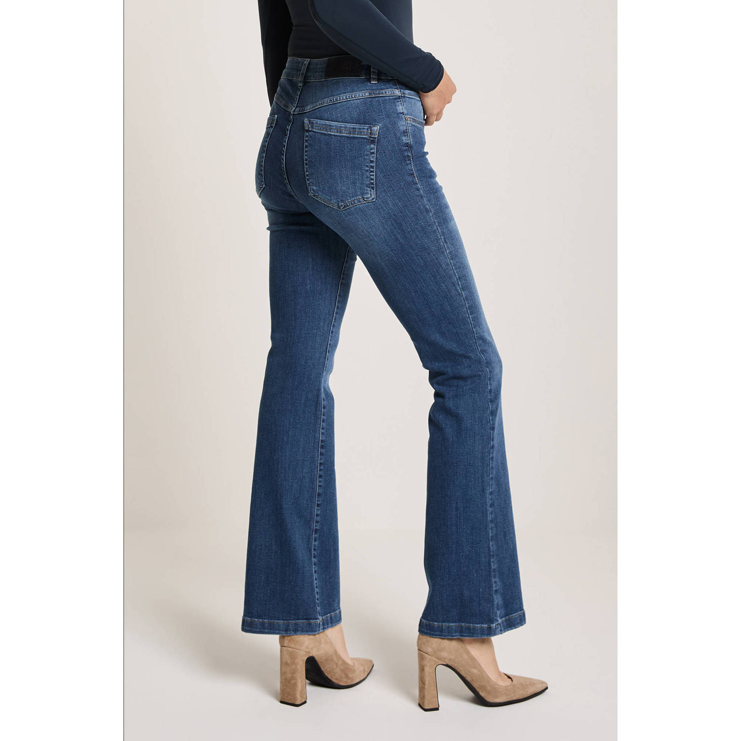 Para Mi high waist flared jeans Jade dark blue denim