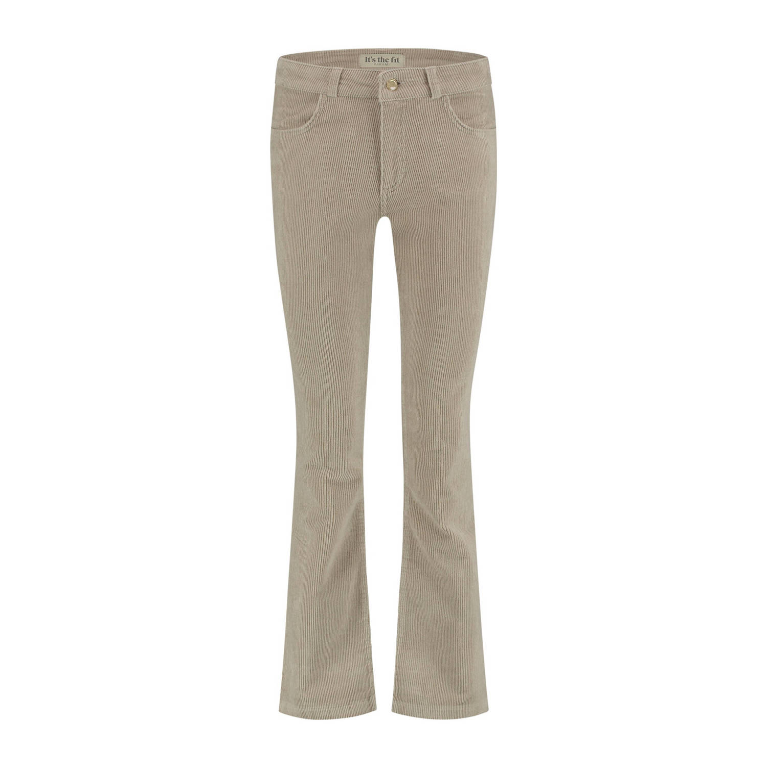 Para Mi corduroy high waist flared broek Jade beige