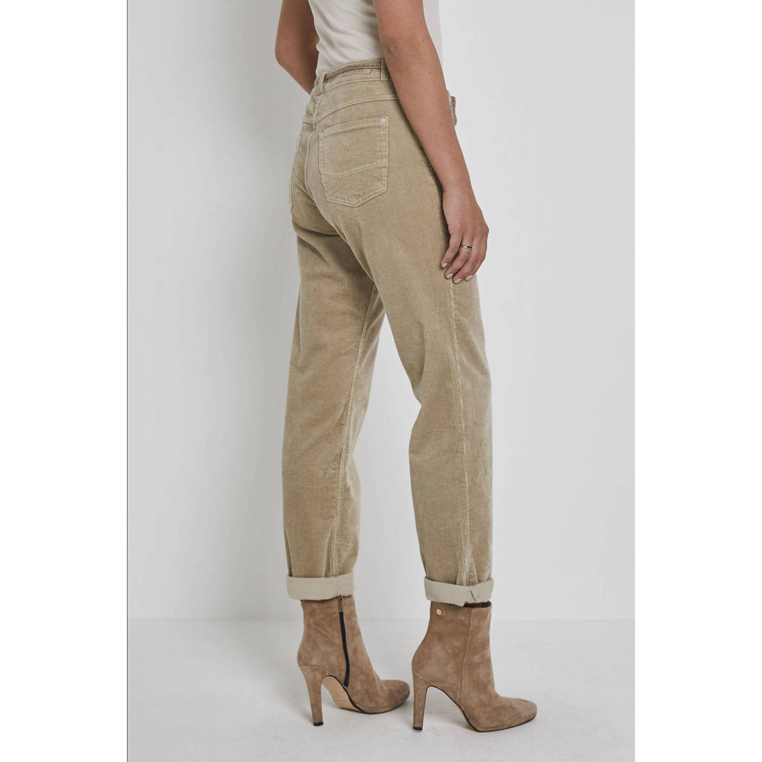 Para Mi corduroy high waist loose fit broek Bobby beige
