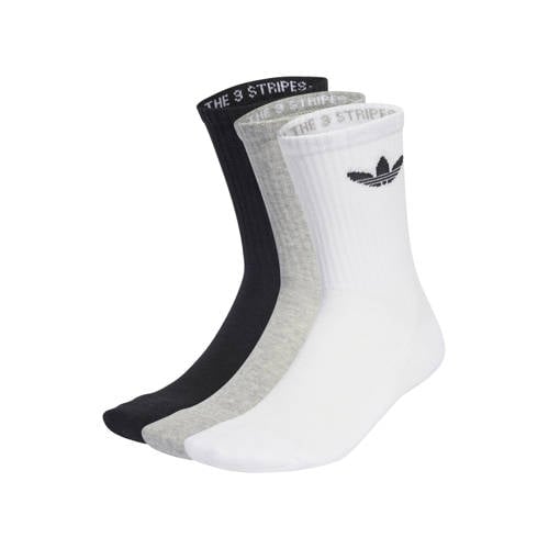 adidas Originals Senior Trefoil Cushion sokken - set van 3 wit/grijs/zwart afbeelding