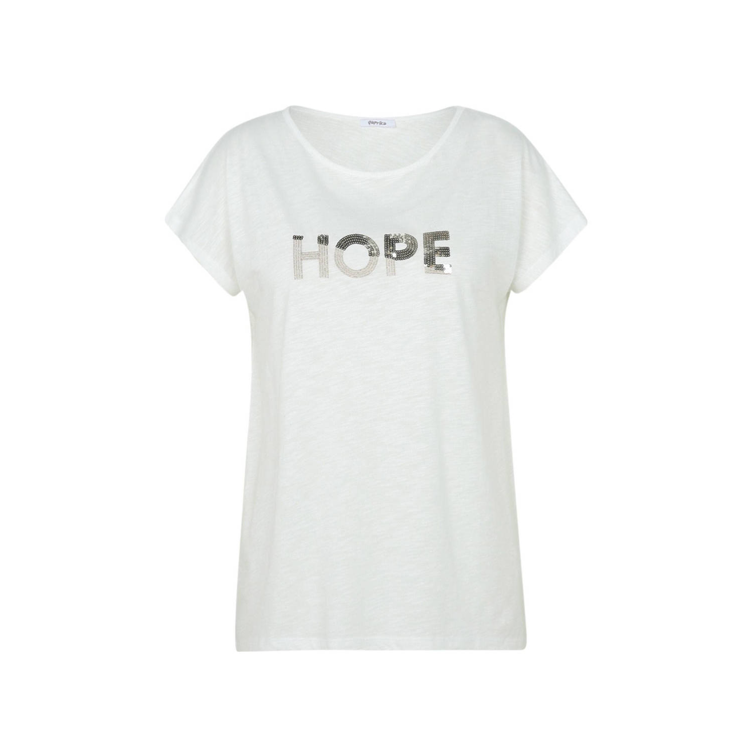 Paprika jersey T-shirt met printopdruk ecru