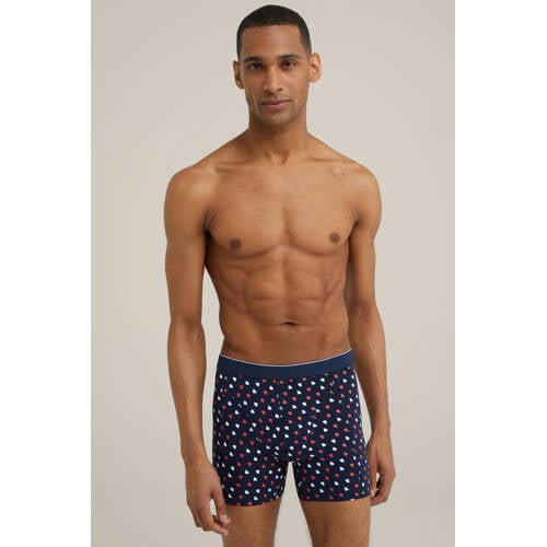 WE Fashion boxershort donkerblauw/rood/wit afbeelding