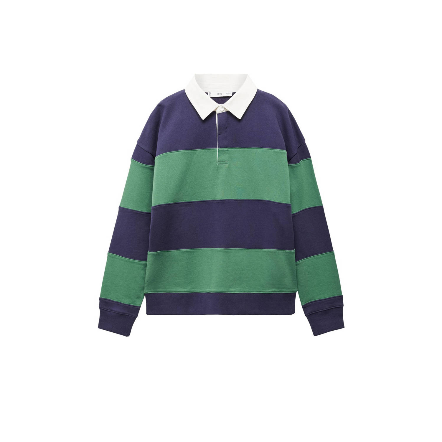 Mango gestreepte sweater groen marine ecru