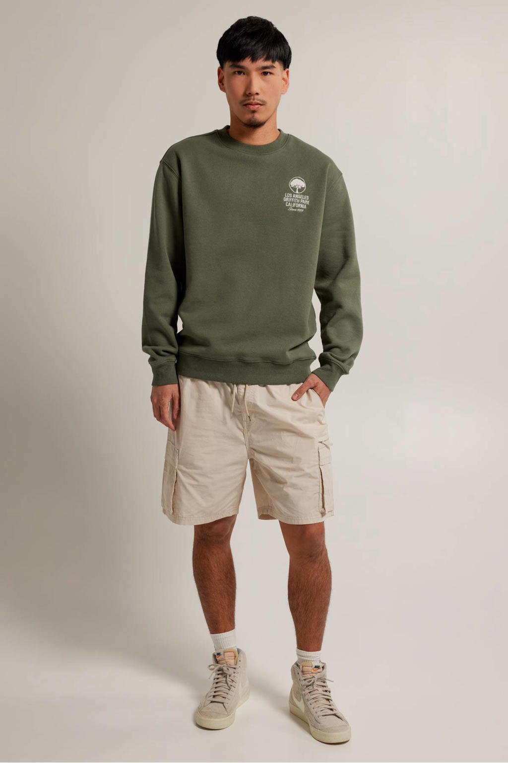 America Today sweater Stevie met backprint olive
