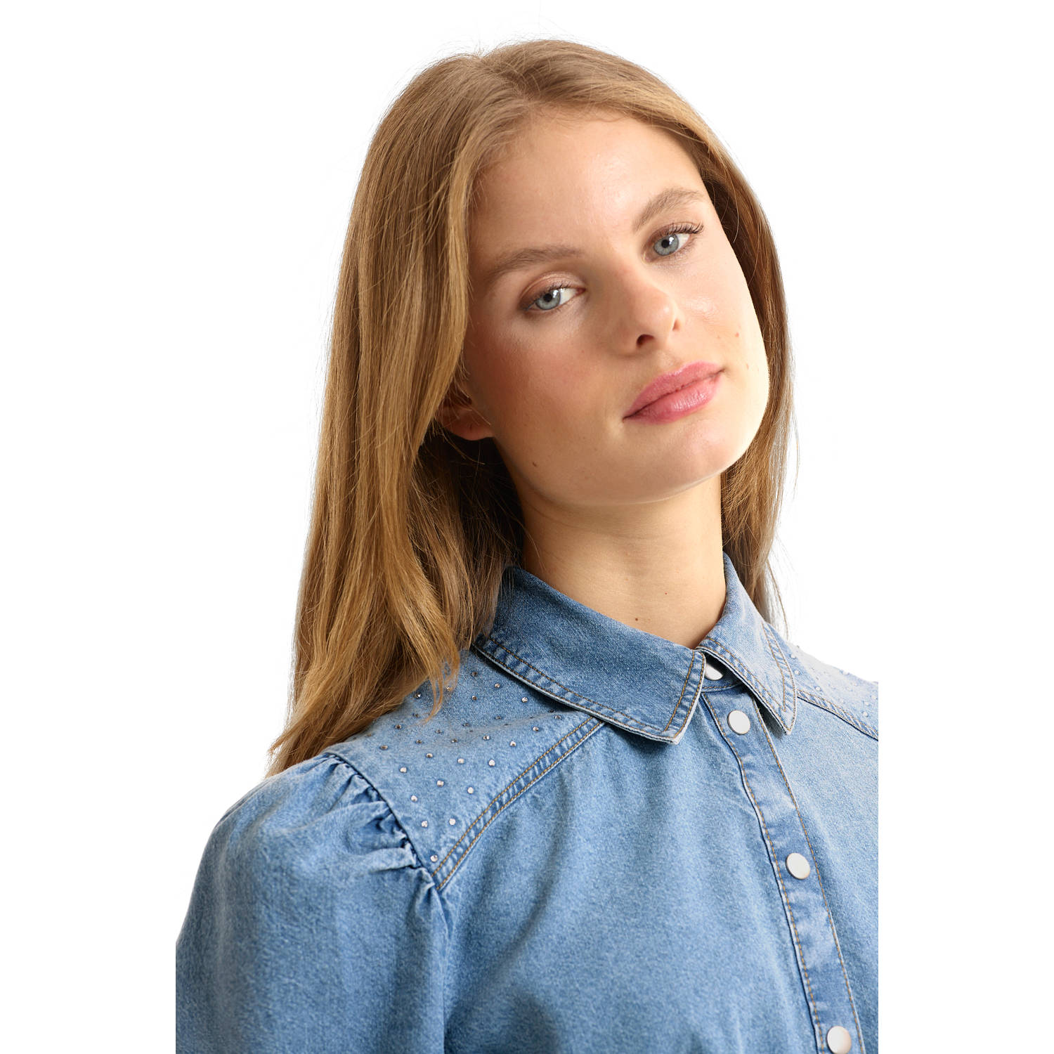 Anytime denim overhemdjurk blauw