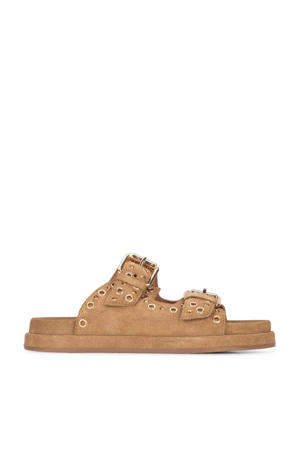 suède slippers camel