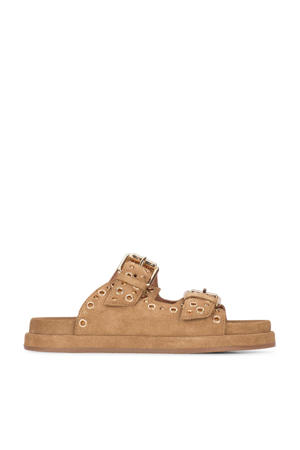 suède slippers camel