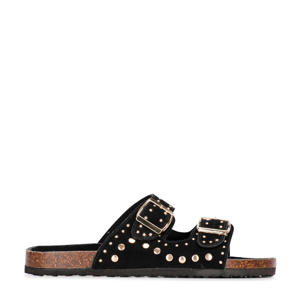 Emmie  suède slippers zwart