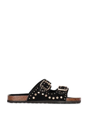 Emmie suède slippers zwart