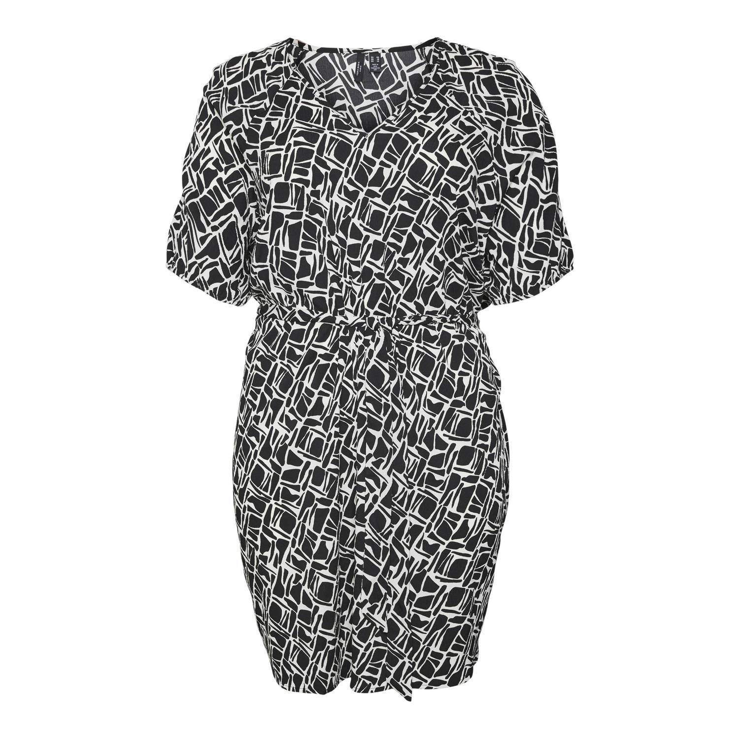 VERO MODA CURVE jurk VMCPAGE met all over print zwart wit