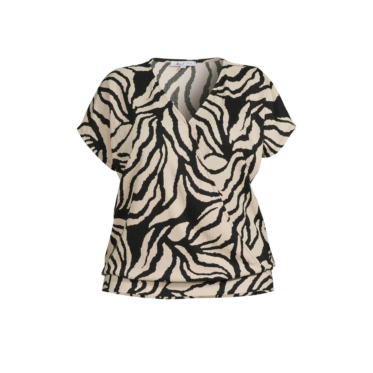 Miss Etam Plus top met all over print zwart ecru