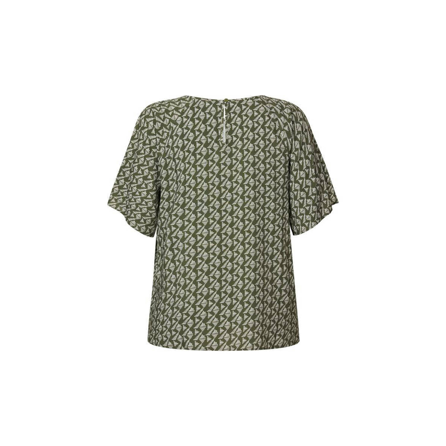 Miss Etam Plus top met all over print groen