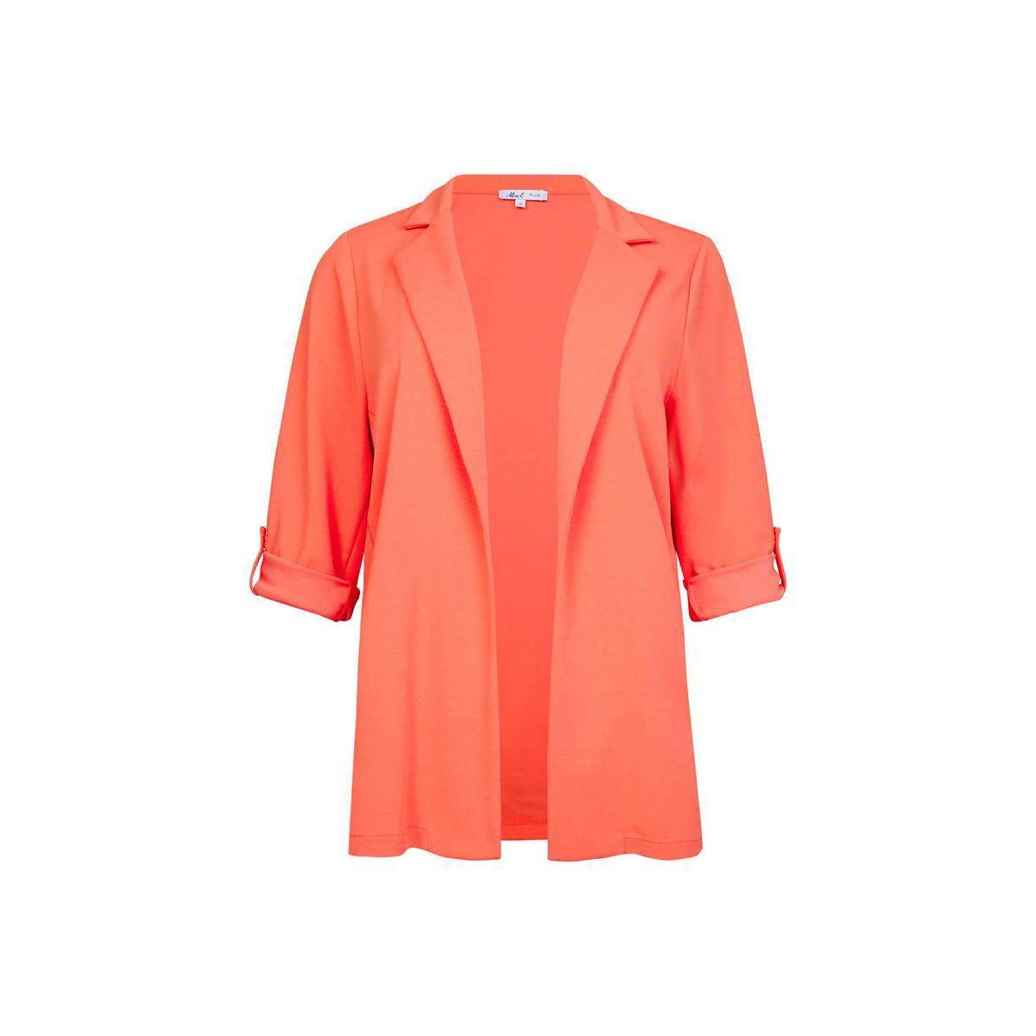 Miss Etam Plus rechtvallende blazer koraalrood